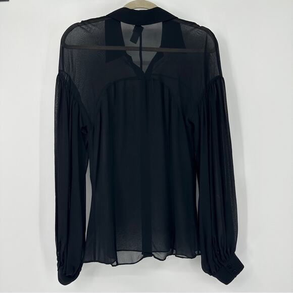 $11SALE!!! ck Calvin Klein Silk Black Sheer Blouse Size 8 - Picture 2 of 9